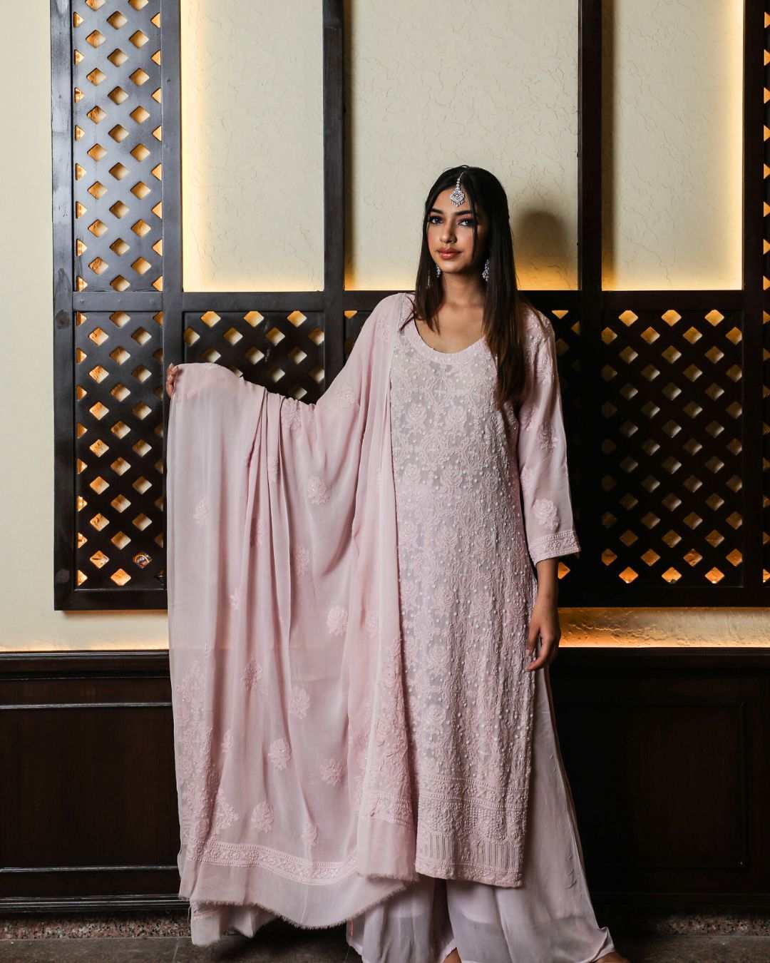 Wedding Chikankari Suit Pink - Chaand