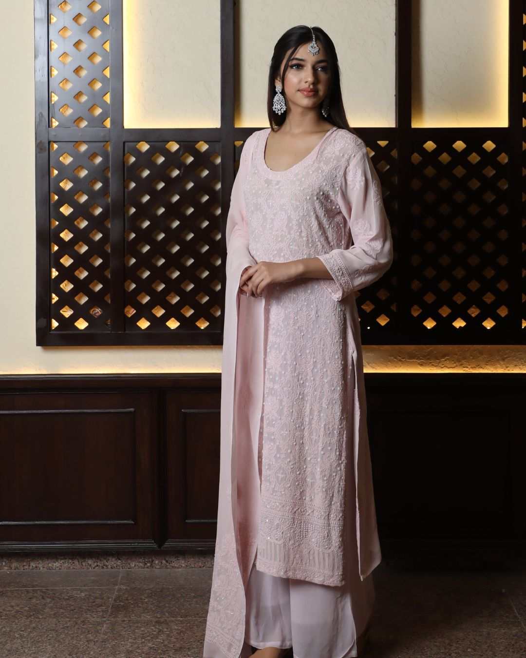Wedding Chikankari Suit Pink - Chaand