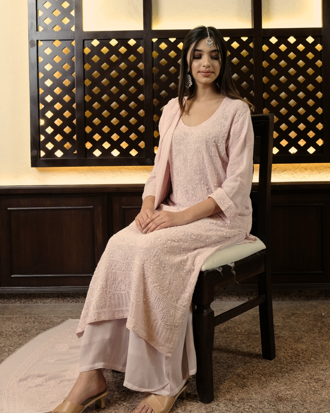 Wedding Chikankari Suit Pink - Chaand