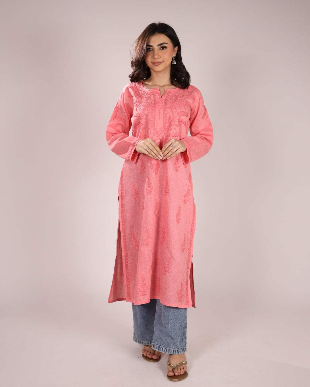 Cotton Chikan Kurti For Women