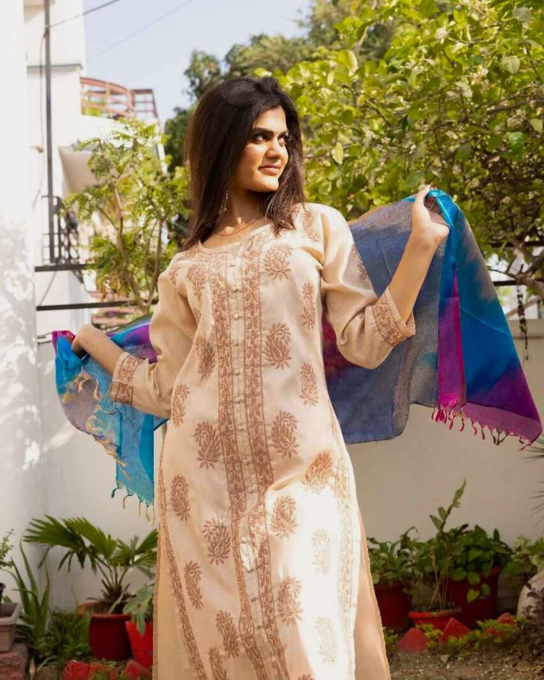 Chikankari Kurta For Women - | House of AKS
