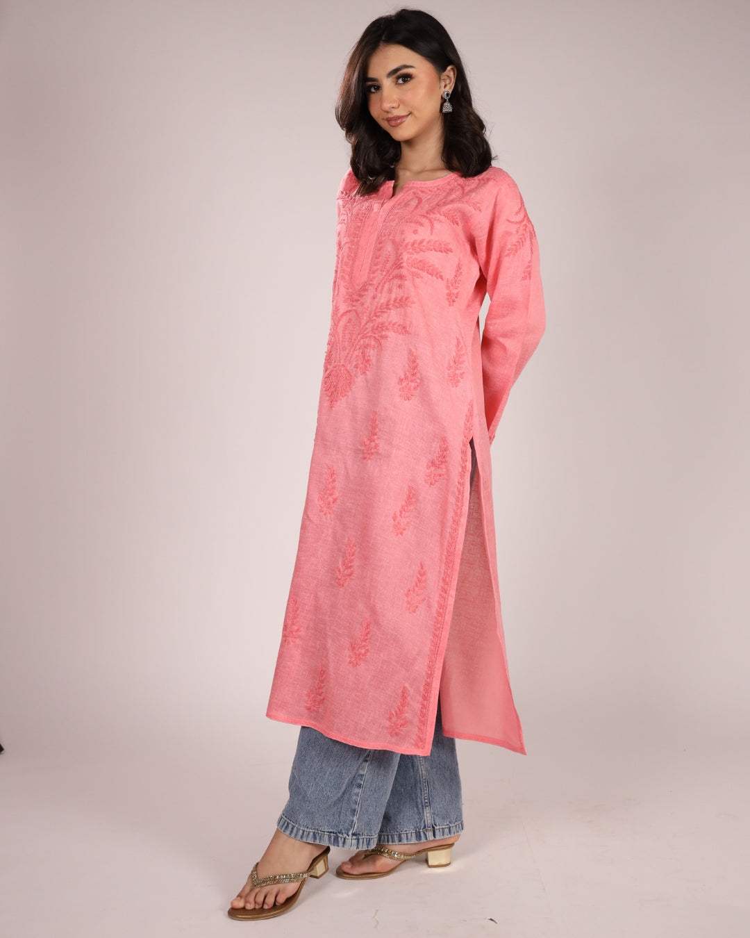 Cotton Chikan Kurti For Women