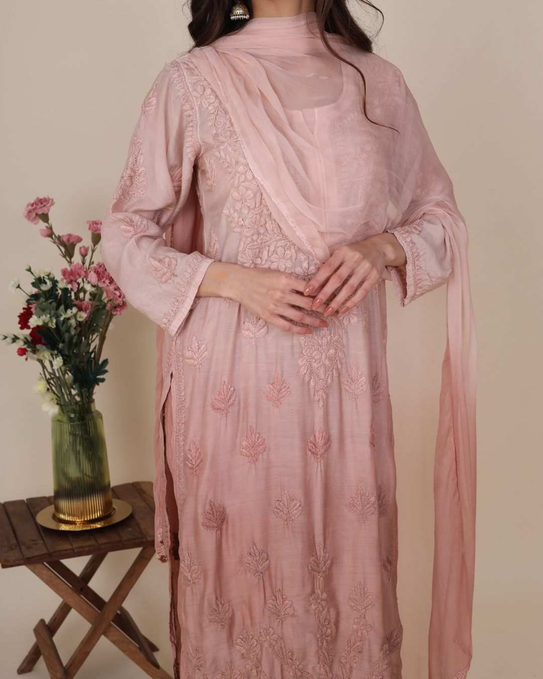 Gauhar Dusky Pink Chikankari Set