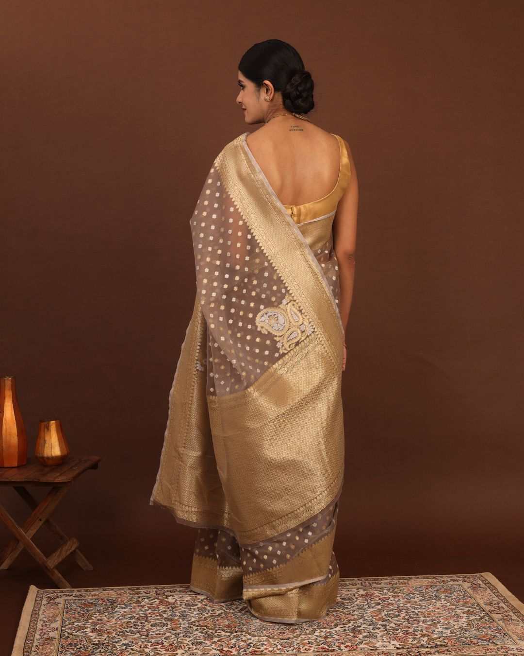Mystic Mocha Jamdani Banarasi Saree