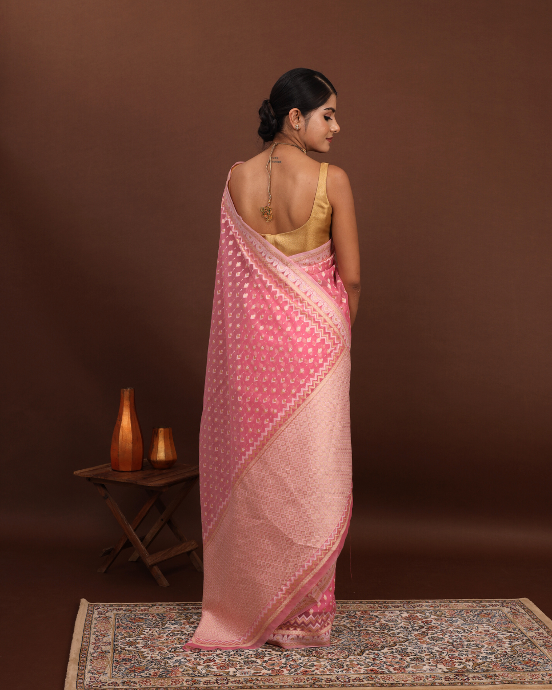 Imperial Rose Handloom Banarasi Jamdani Saree