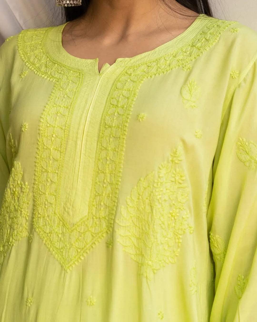 Mahek Green Chikan Kurta Set - | House of AKS