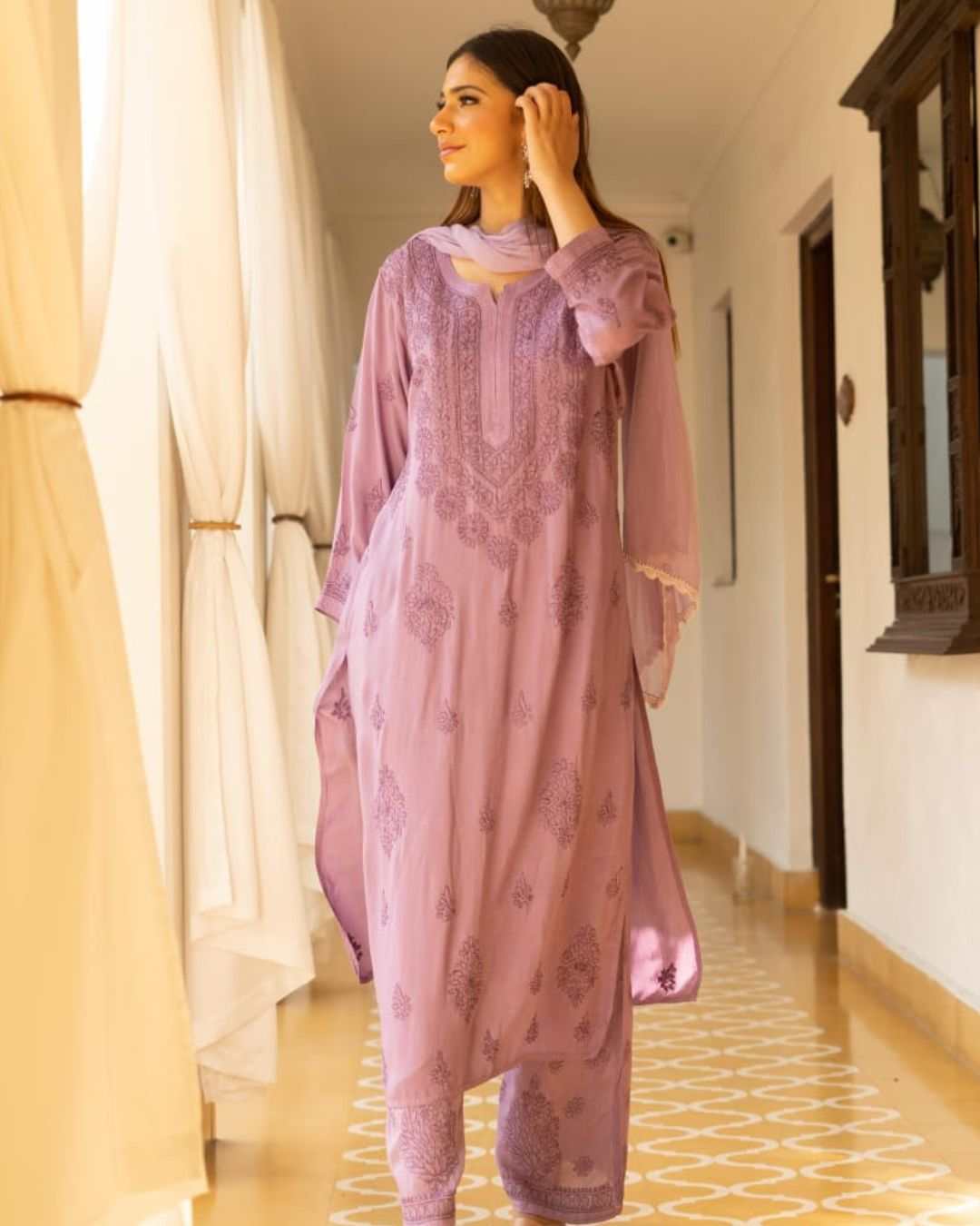 Mahek Purple Chikankari Suit Set