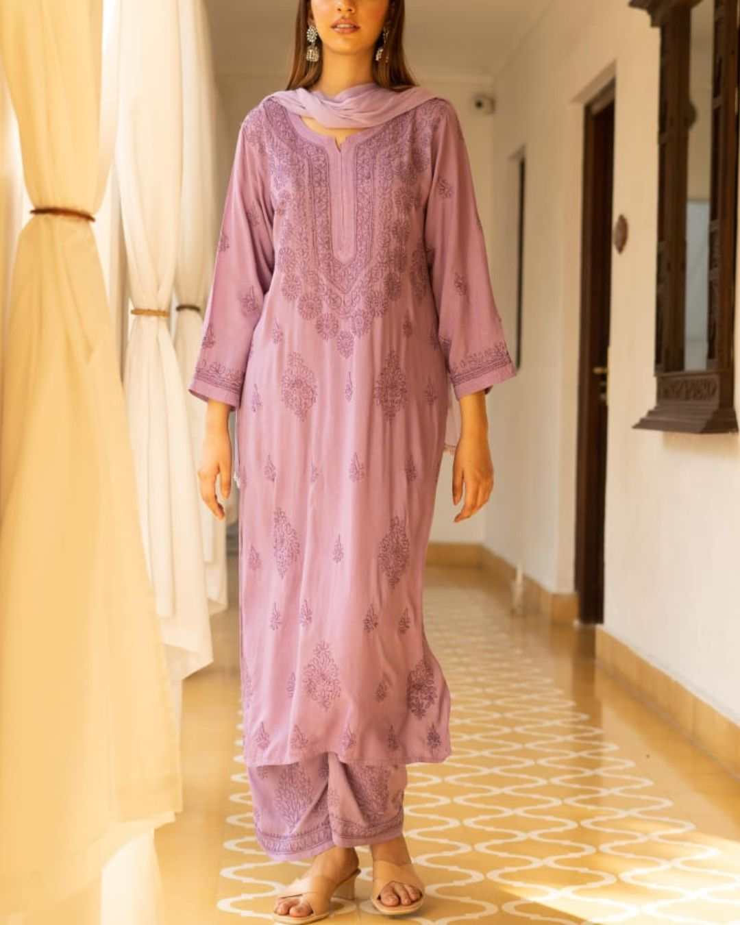 Mahek Purple Chikankari Suit Set
