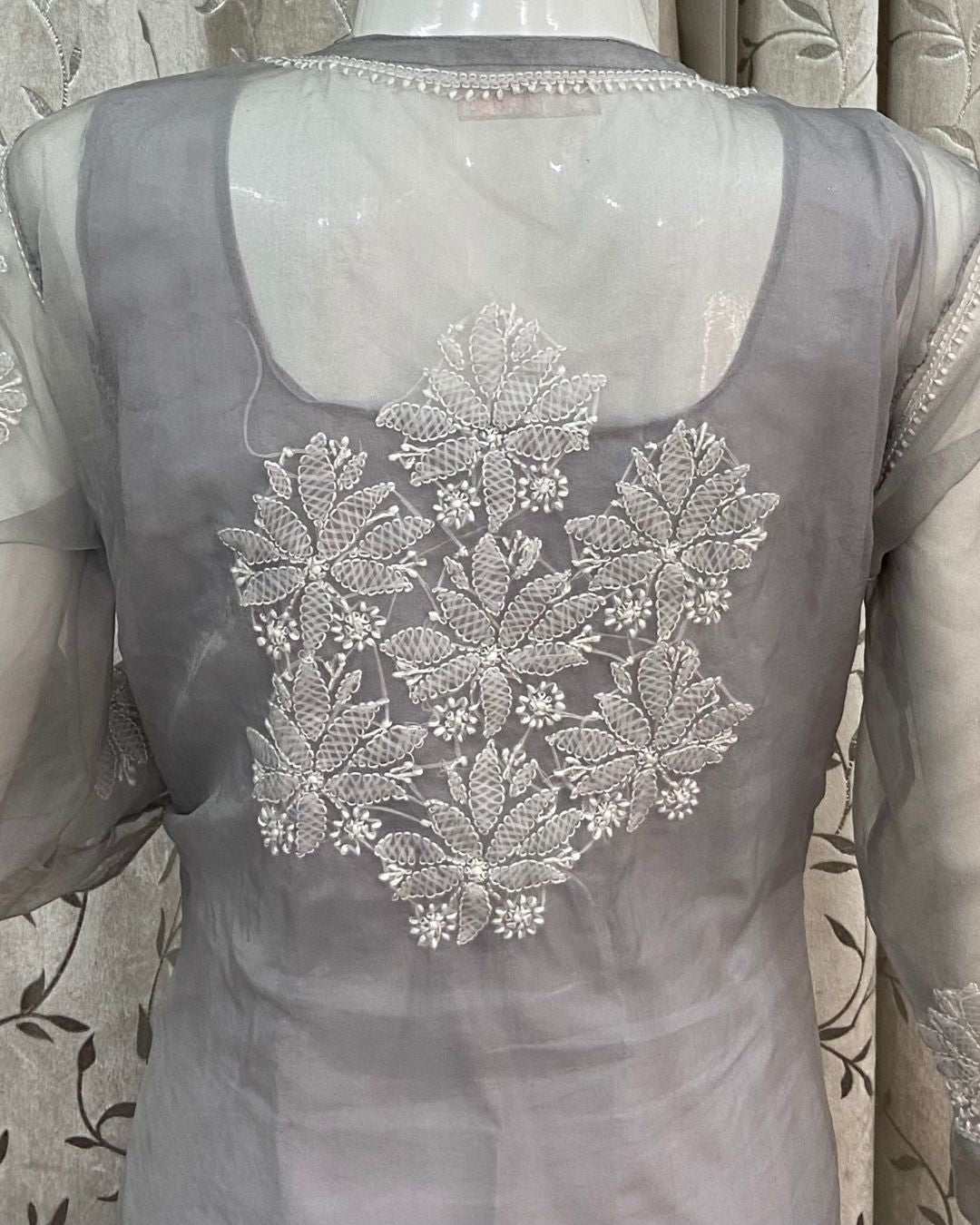 Organza Lucknowi Chikankari Kurta
