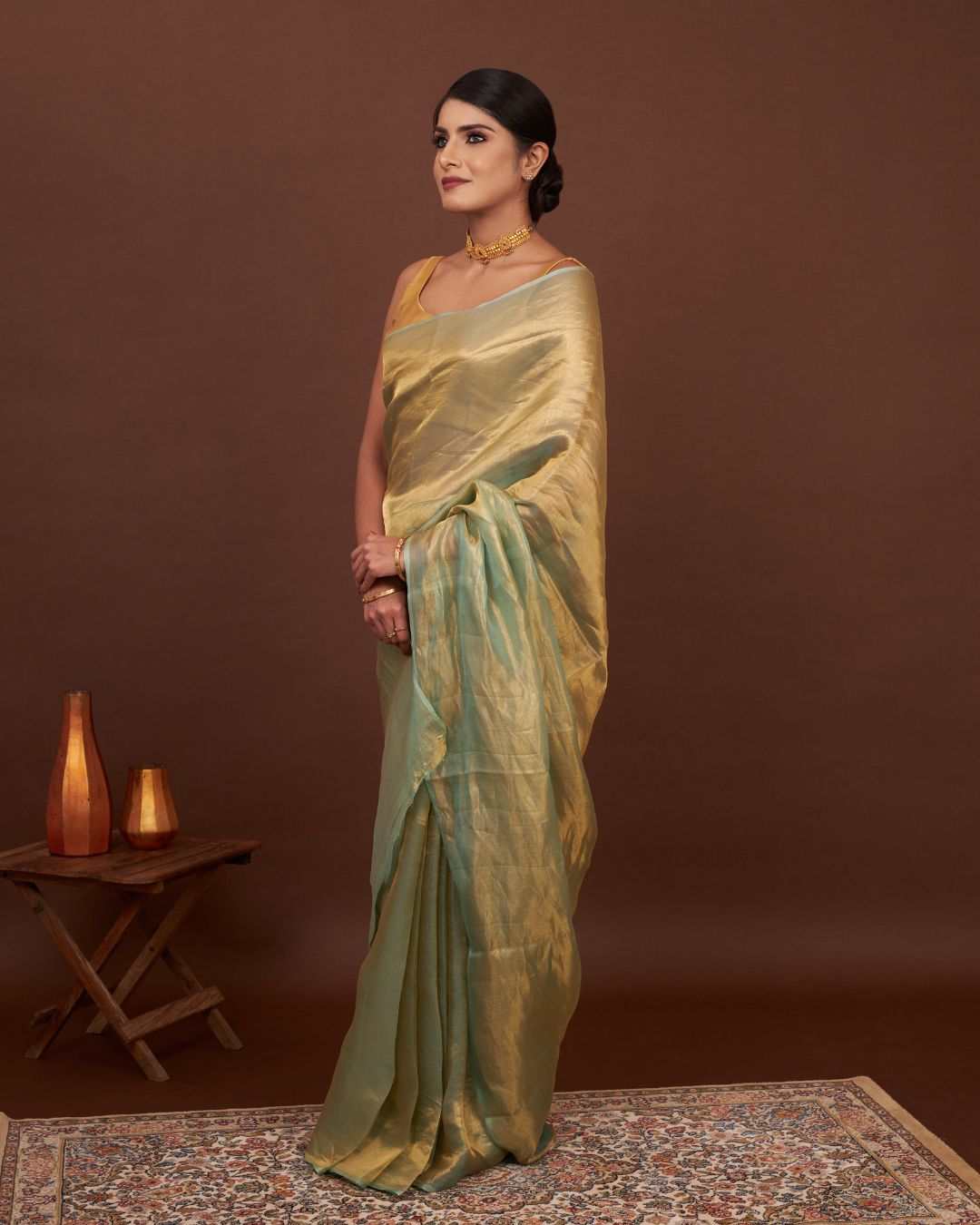 Pure Tissue Silk Saree For Wedding - Sage Glow