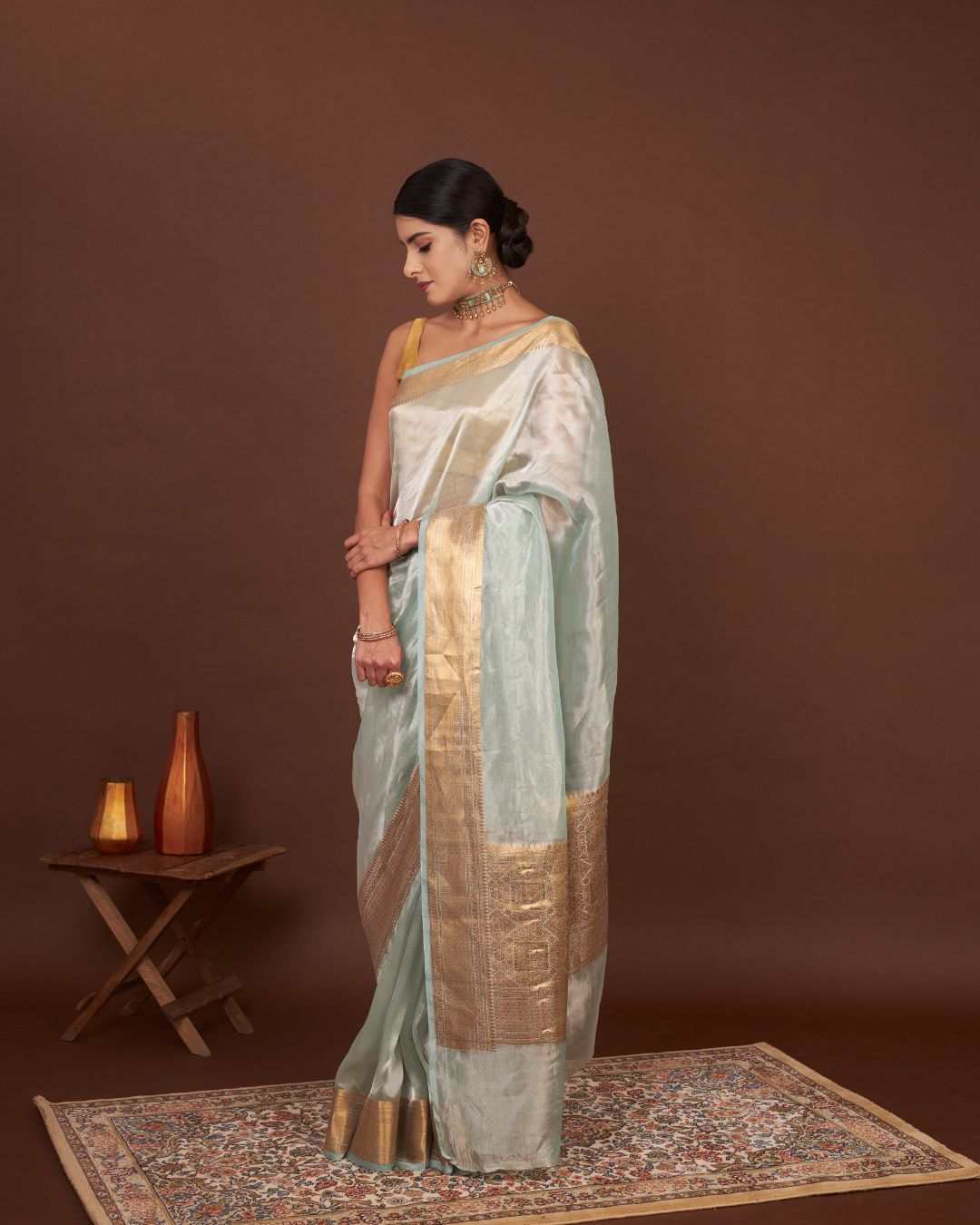 Regal Celestial Green Tissue Silk Saree