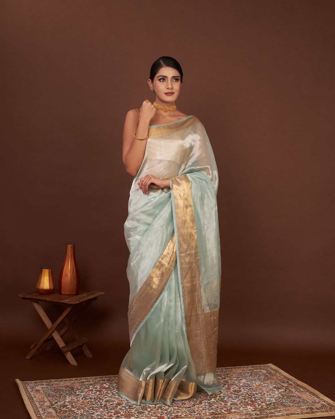 Regal Celestial Green Tissue Silk Saree