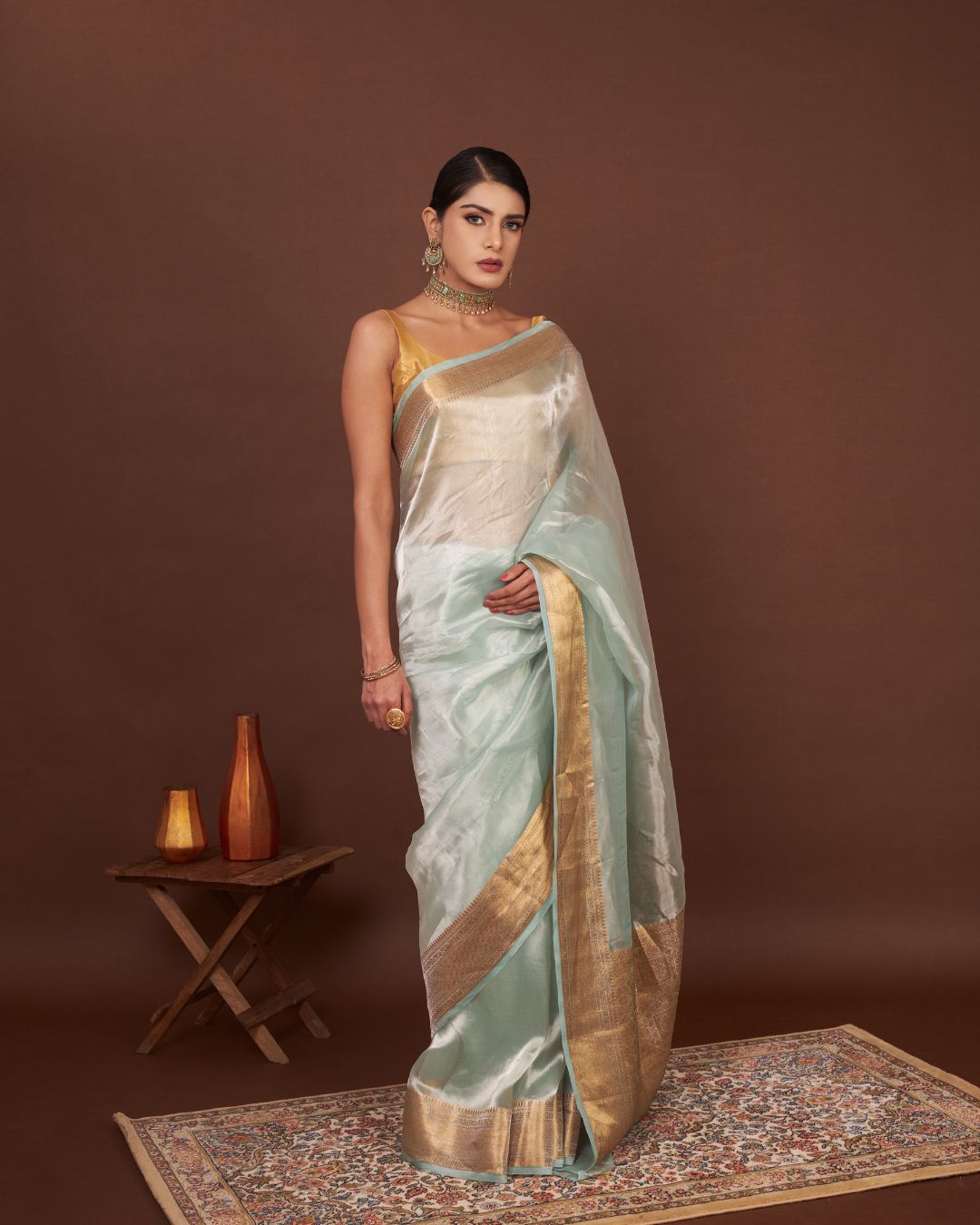 Regal Celestial Green Tissue Silk Saree