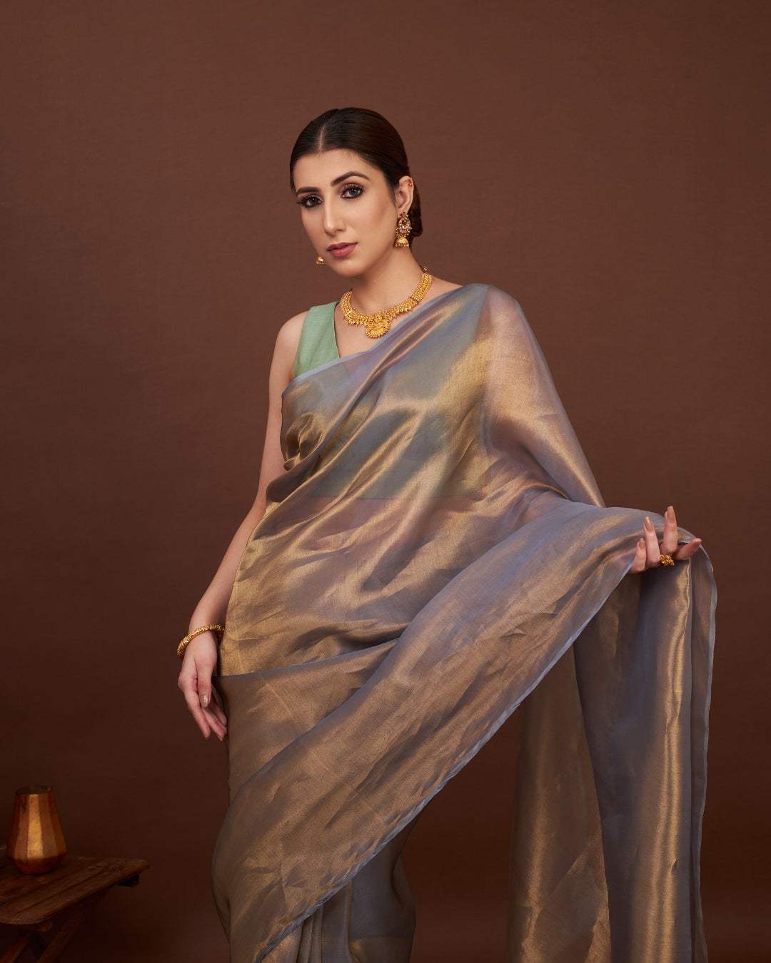 Tissue Saree Regal Moonlit Grace