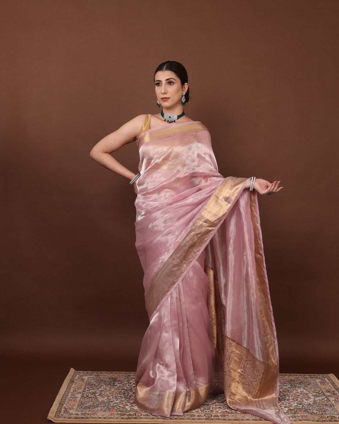 Banarasi Tissue Silk Saree - Regal Pearl Pink