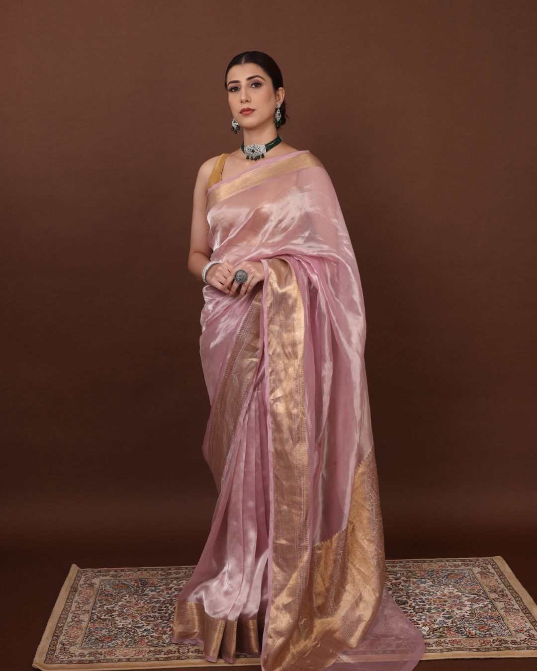Banarasi Tissue Silk Saree - Regal Pearl Pink