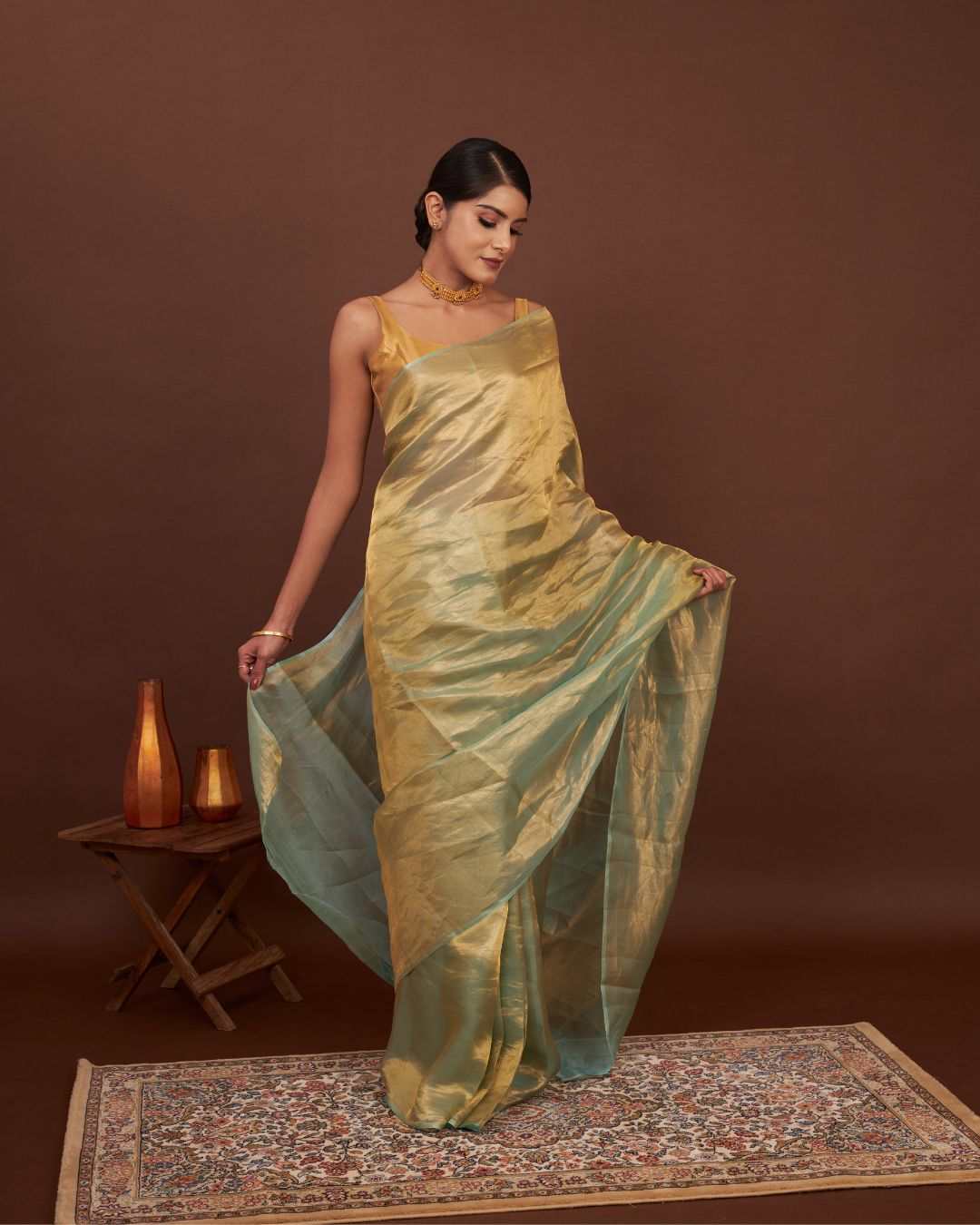 Pure Tissue Silk Saree For Wedding - Sage Glow