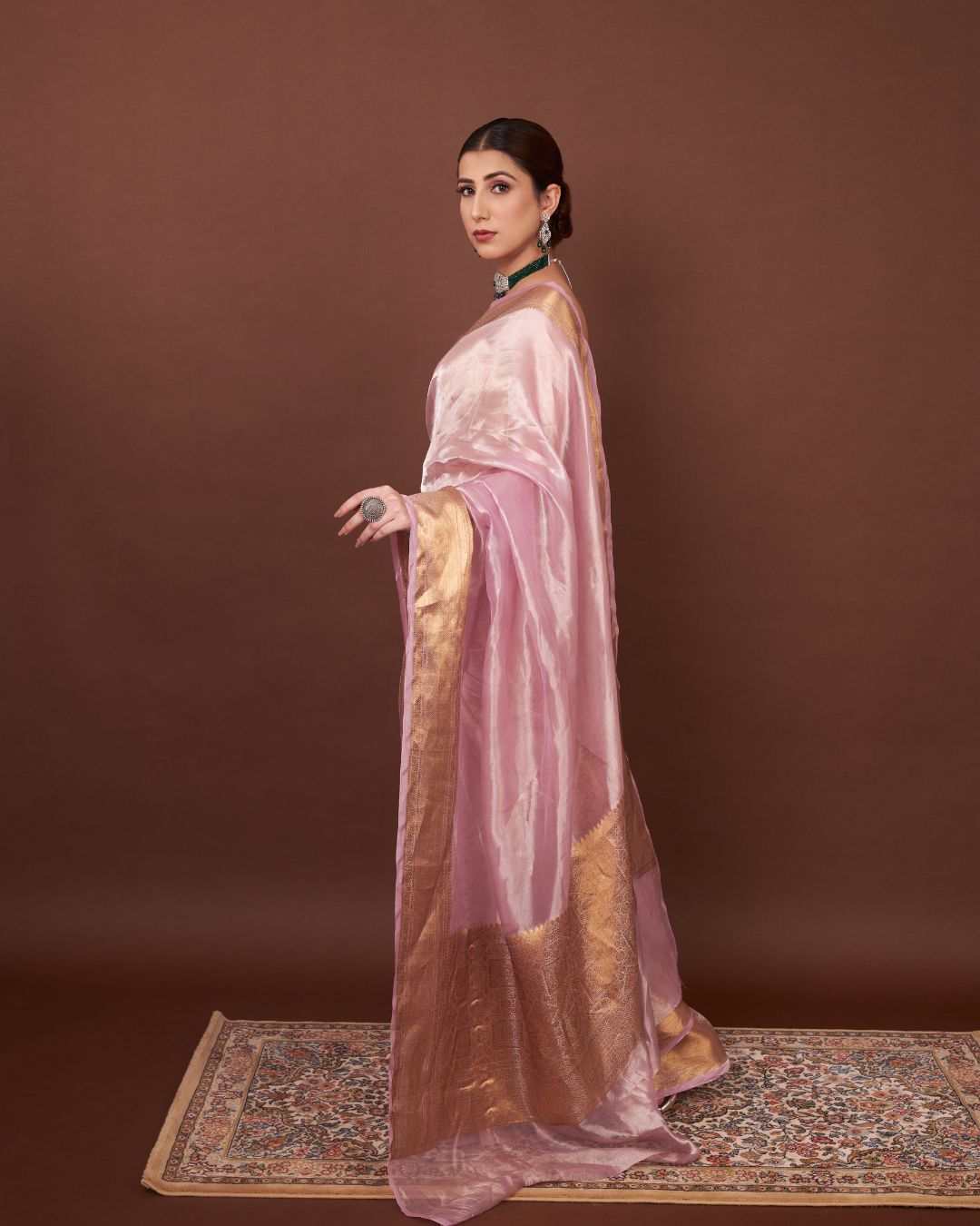 Banarasi Tissue Silk Saree - Regal Pearl Pink