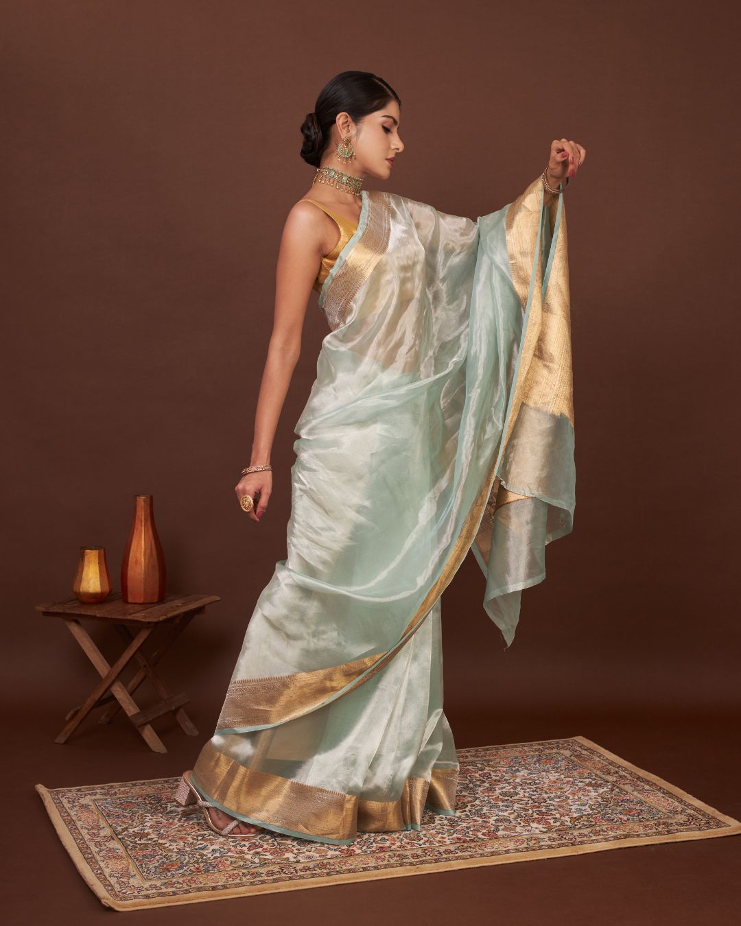 Regal Celestial Green Tissue Silk Saree