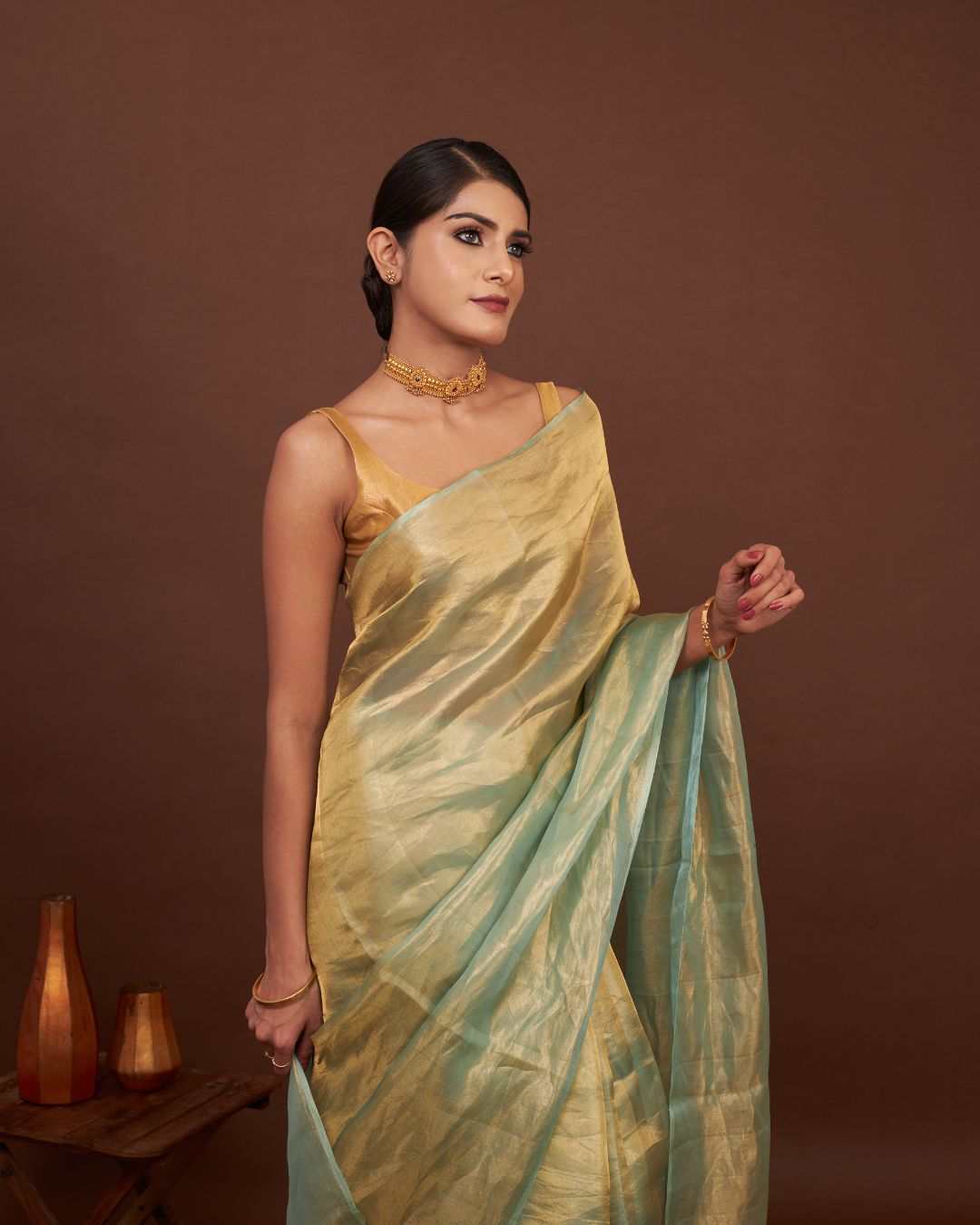 Pure Tissue Silk Saree For Wedding - Sage Glow