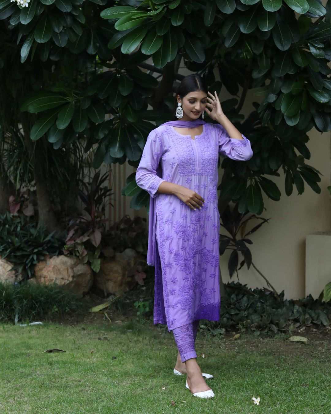 Gauhar Purple Chikankari Suit