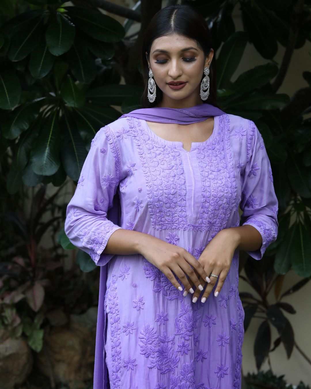Gauhar Purple Chikankari Suit