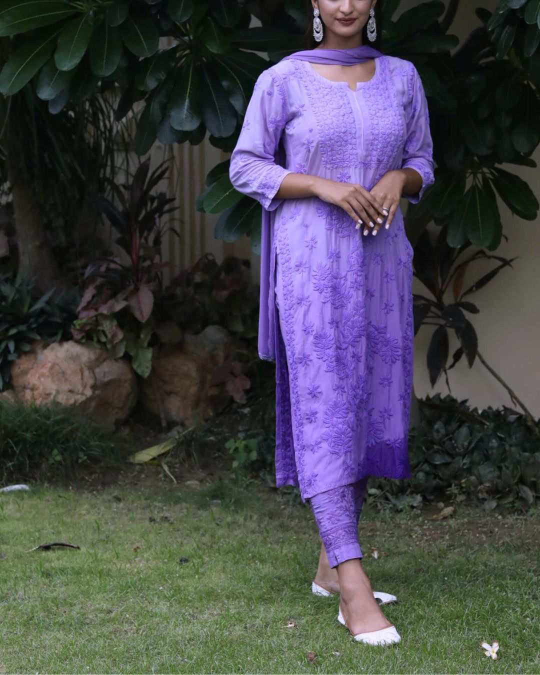 Gauhar Purple Chikankari Suit