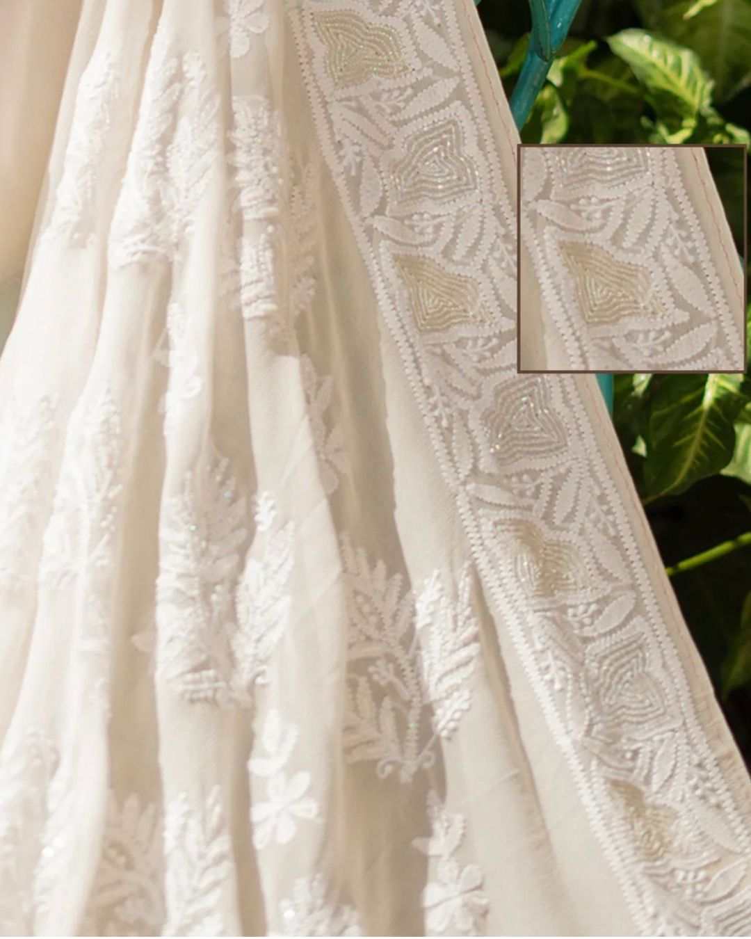 Inaya Pure Georgette White Chikankari Saree