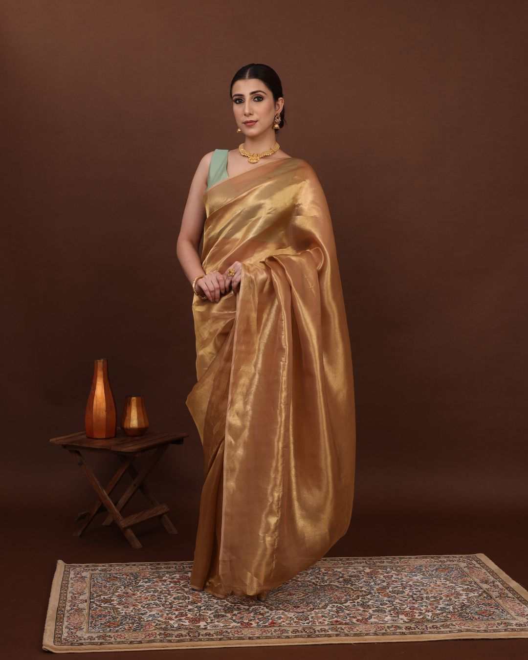 Tissue Saree For Wedding - Golden Radiance