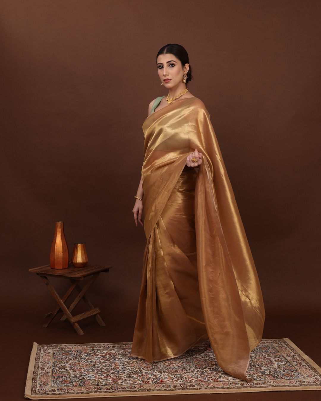 Tissue Saree For Wedding - Golden Radiance
