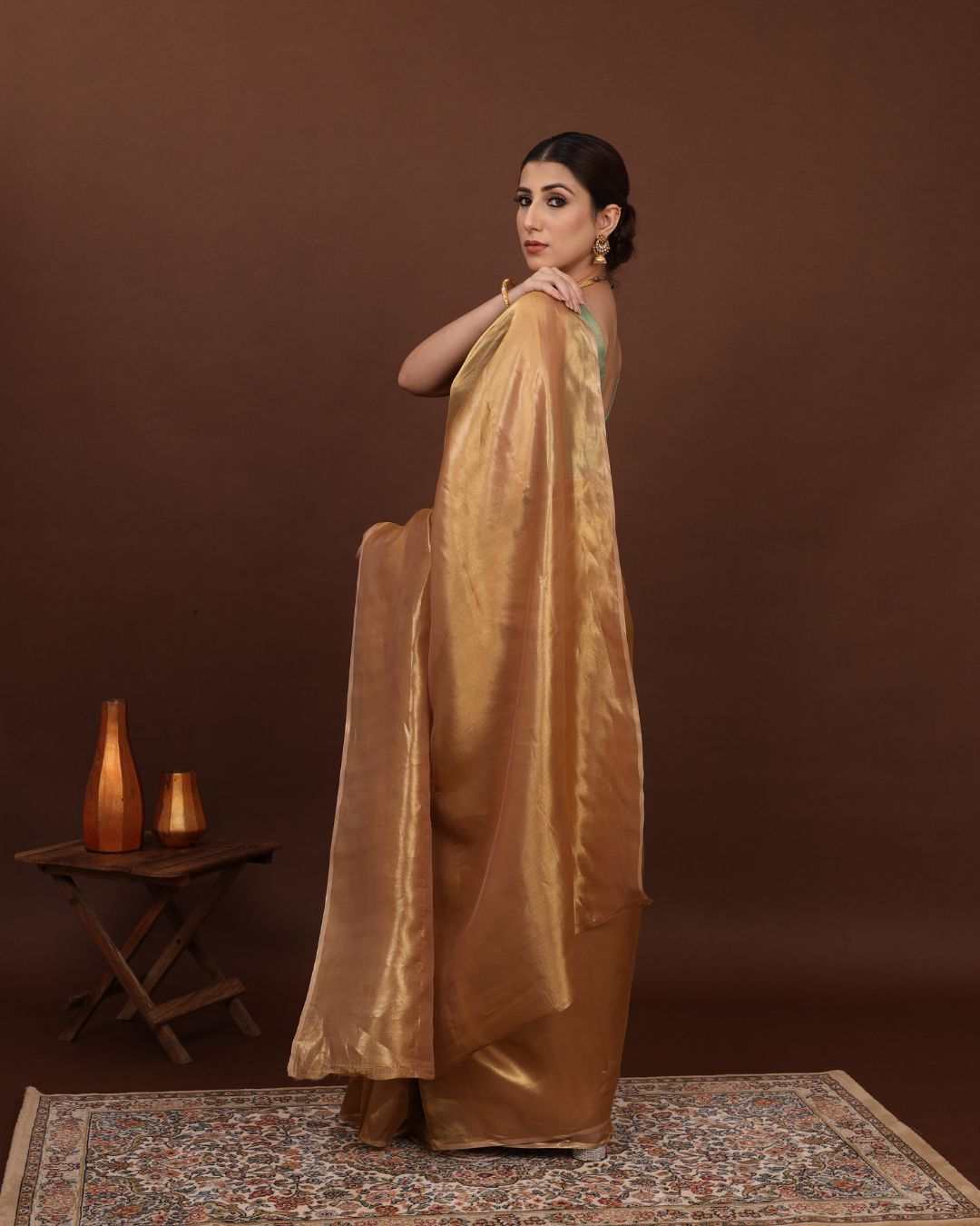 Tissue Saree For Wedding - Golden Radiance