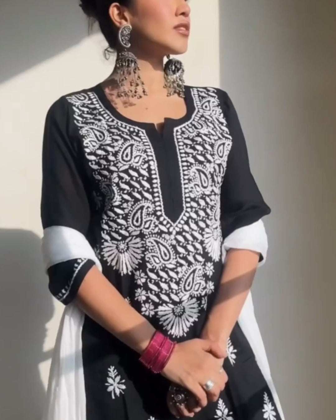 Anmol Dua in Our Black Chikankari Kurta Set