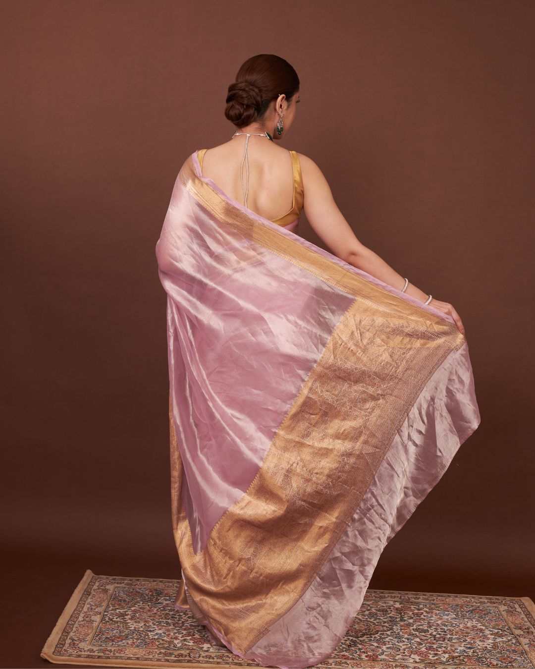 Banarasi Tissue Silk Saree - Regal Pearl Pink