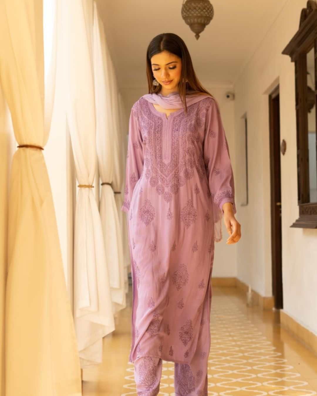 Mahek Purple Chikankari Suit Set
