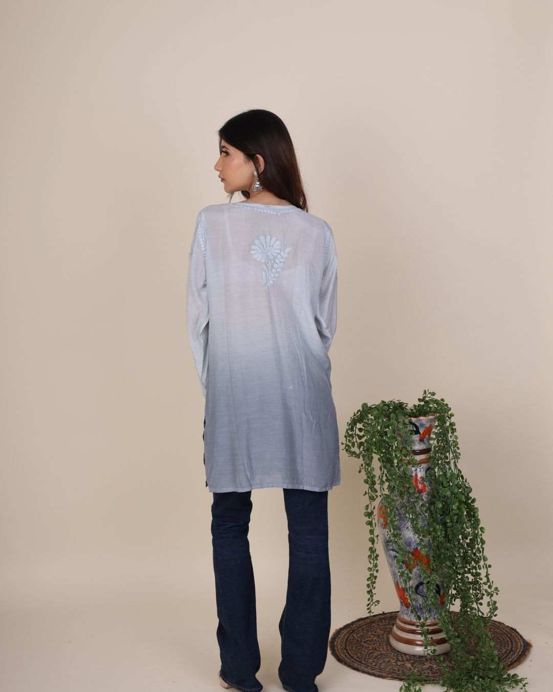 Crepe Chikan Short Kurti