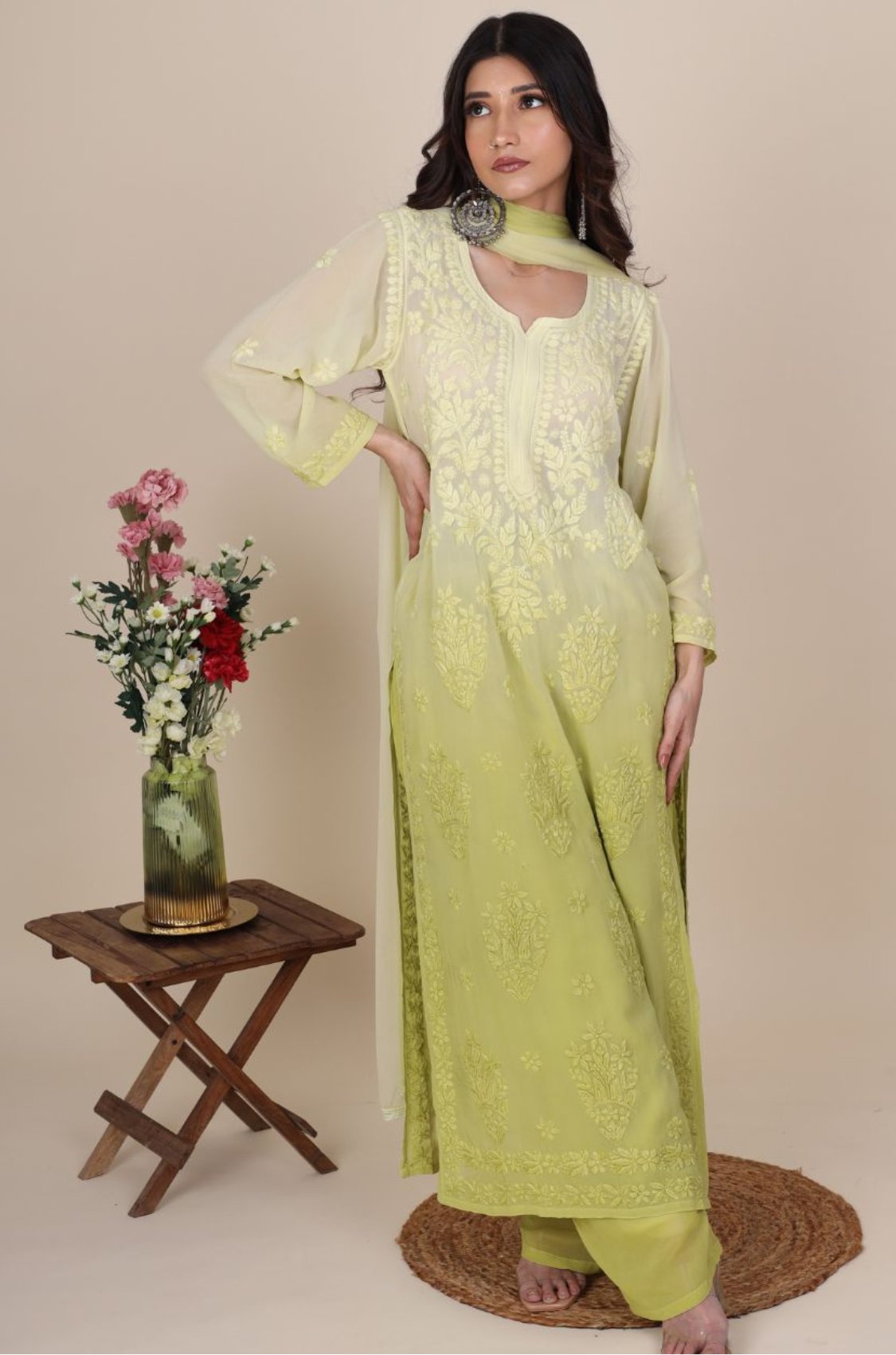 Hand-Embroidered Chikankar Georgettei Heer Collection