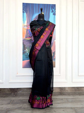 Black pure banarasi silk saree
