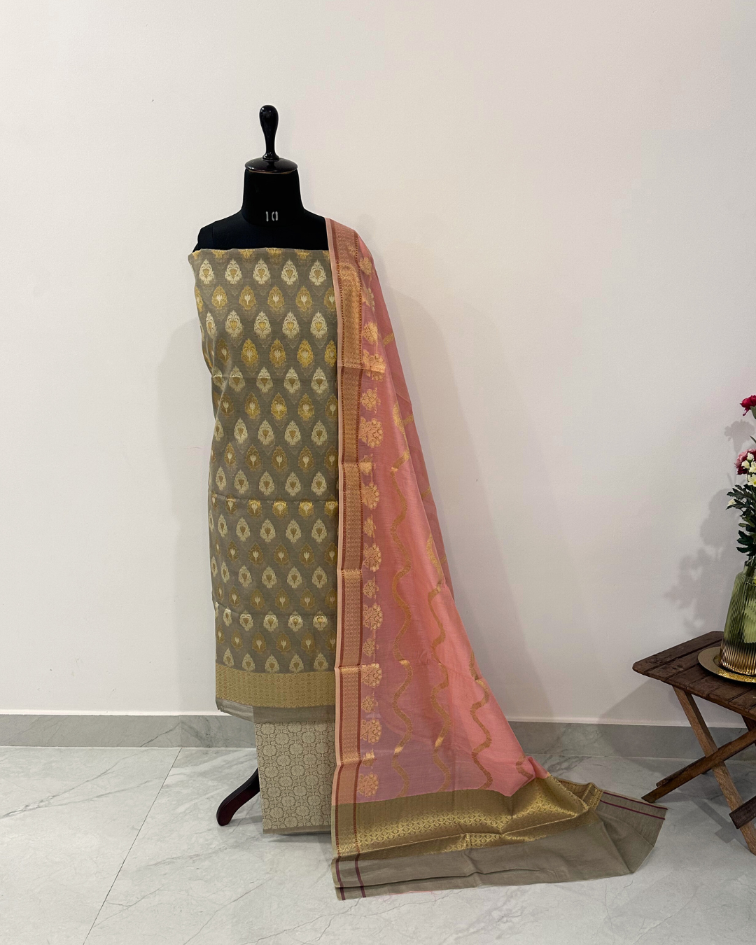 Handloom Banarasi Silk Suit Fabric For Women