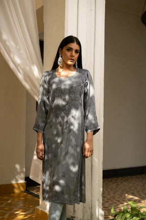EXTRA LOVE BY LIBAS Plus Size Women Grey Kurta with Palazzos & With Dupatta  - Absolutely Desi