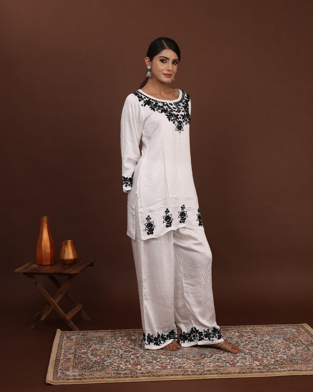 Gulmohar White Chikankari Co-ord Set 