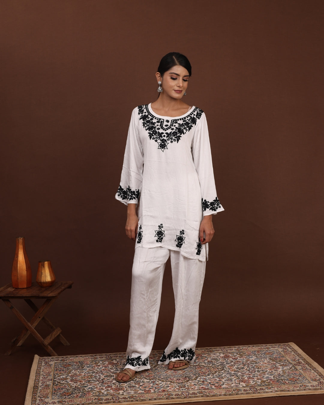 Gulmohar White Chikankari Co-ord Set 