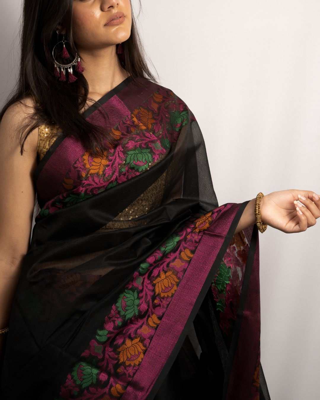 Black Kota Banarasi Silk Saree 