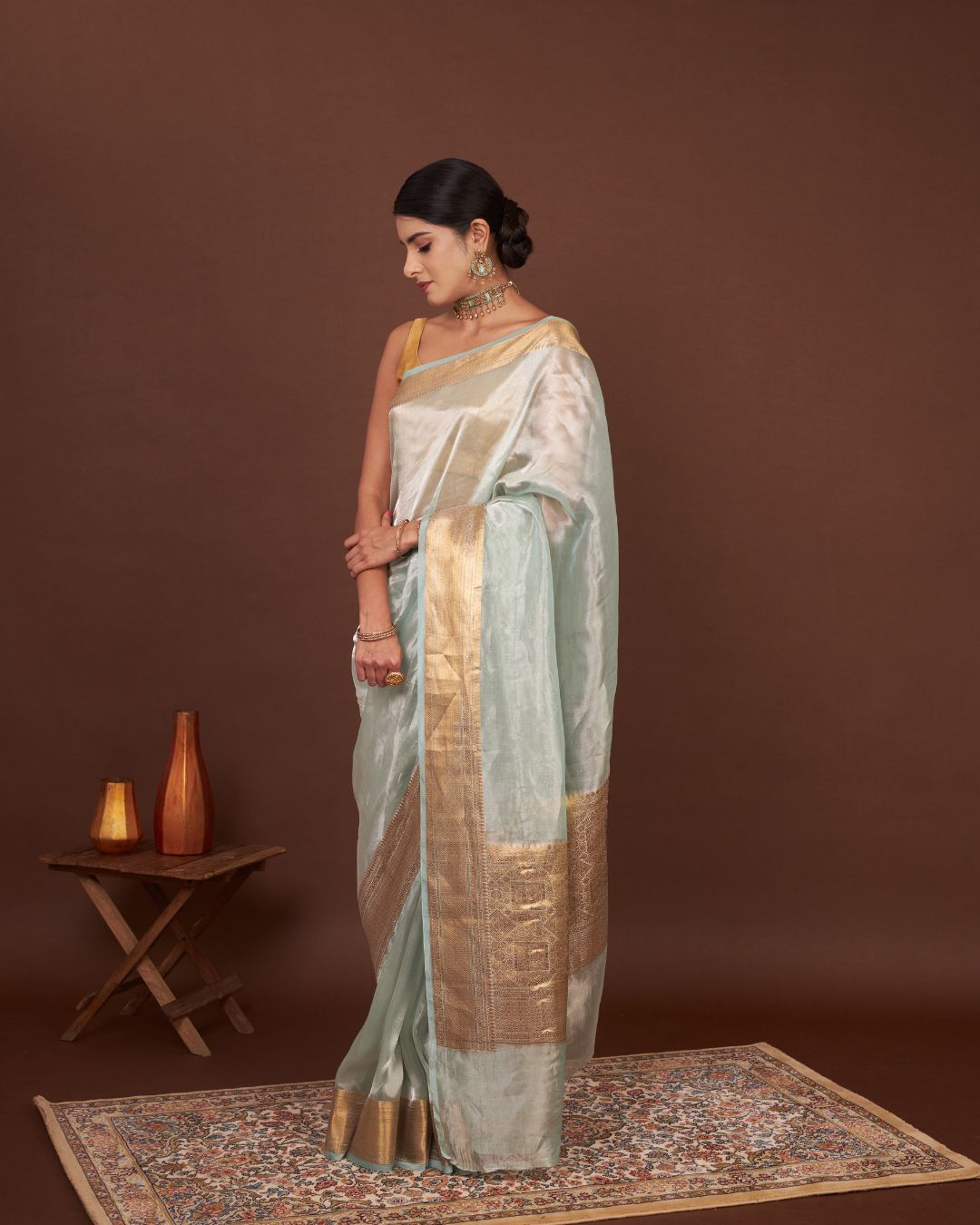 Regal Celestial Green Tissue Silk Saree 
