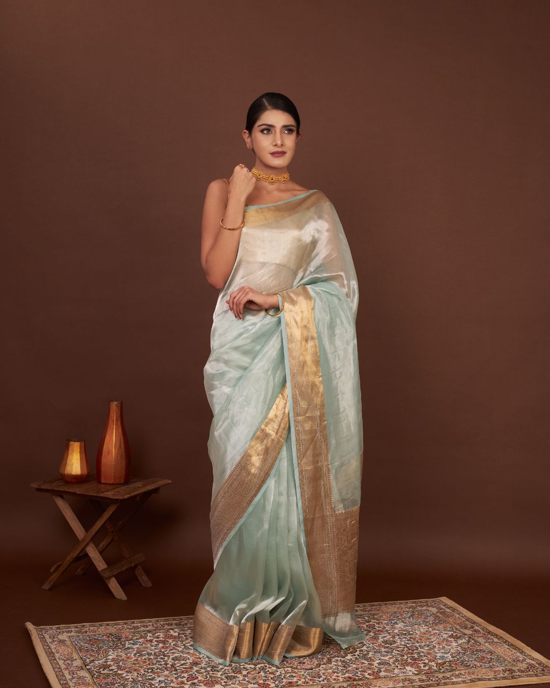 Regal Celestial Green Tissue Silk Saree 