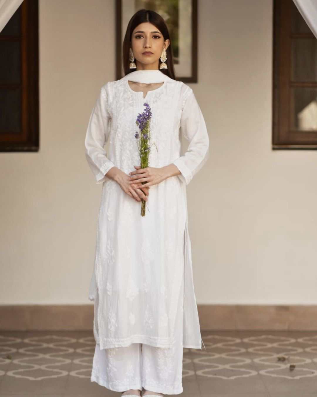 Chikankari Chanderi Kurta Set