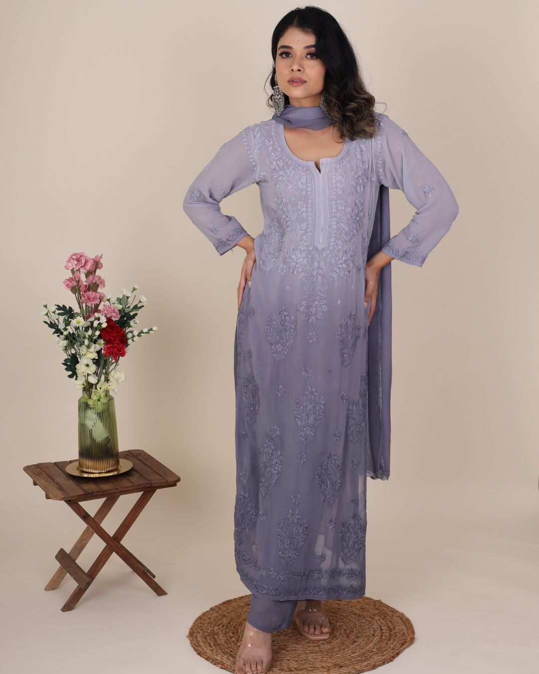 Heer Agate Chikankari Kurta Set