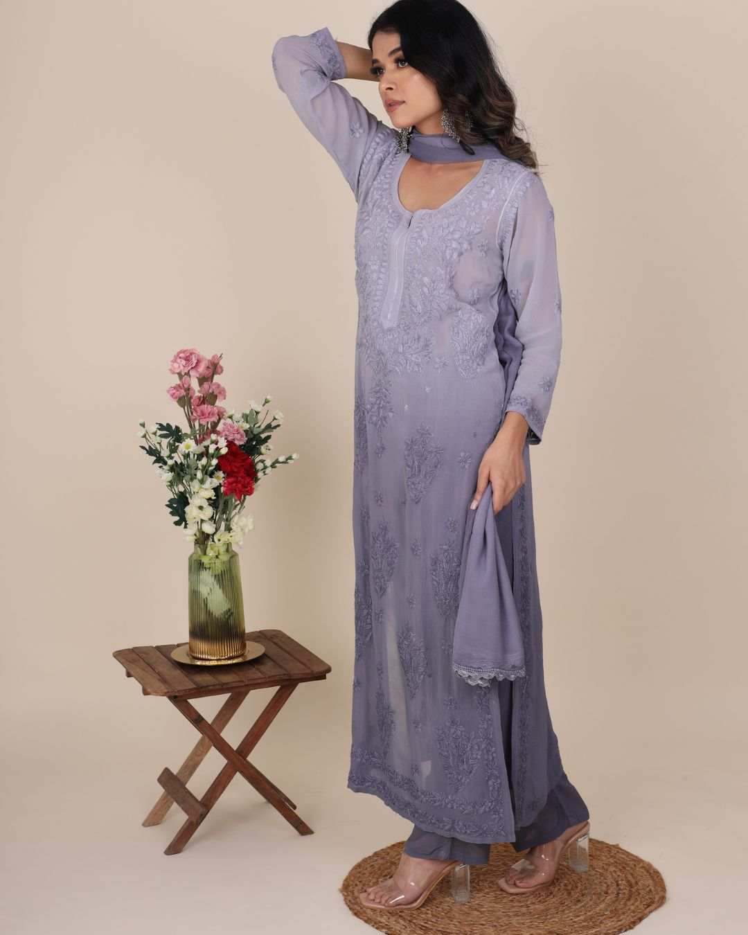 Heer Agate Chikankari Kurta Set