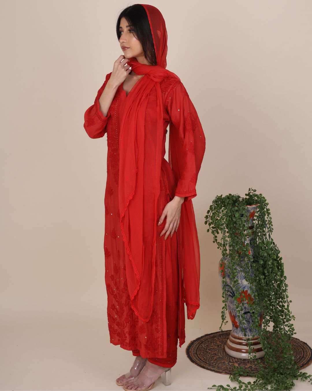 Gulaabo Crimson Red Kurta Set