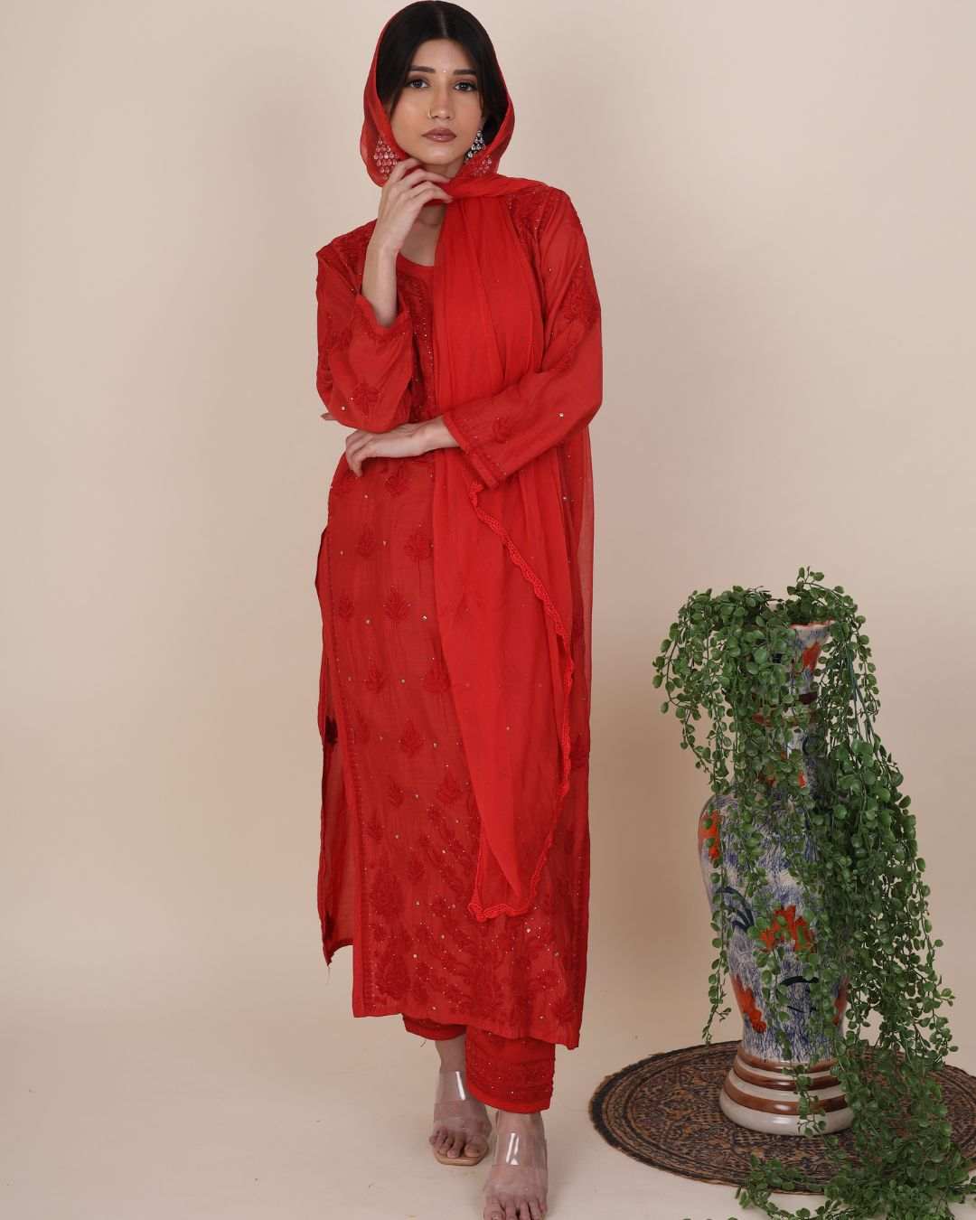 Gulaabo Crimson Red Kurta Set 