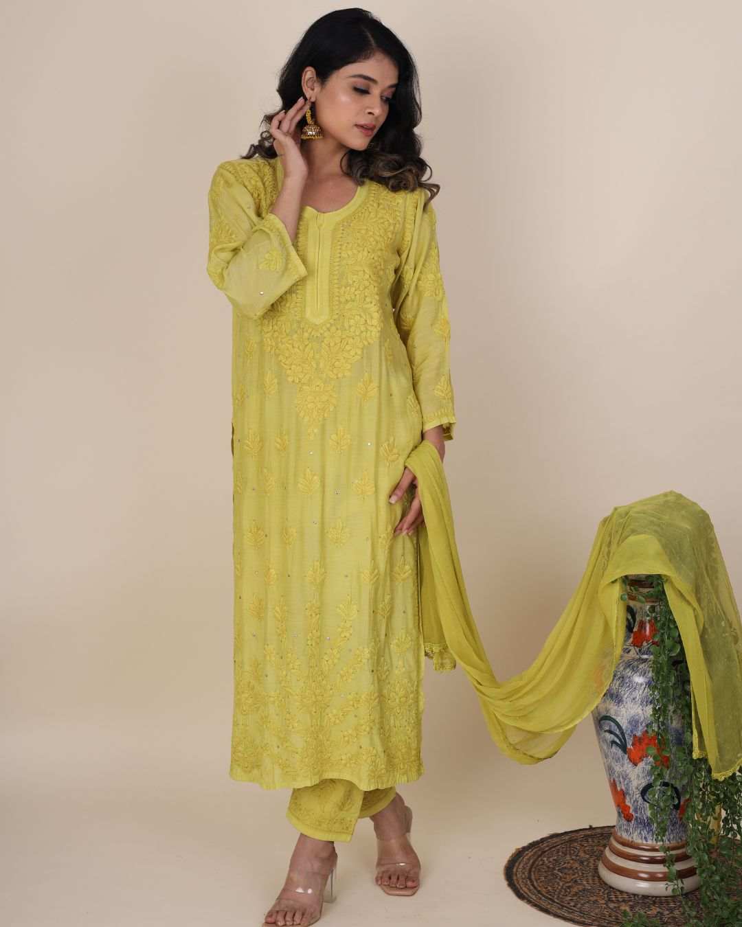 Gulaabo Lime Green Kurta Set 